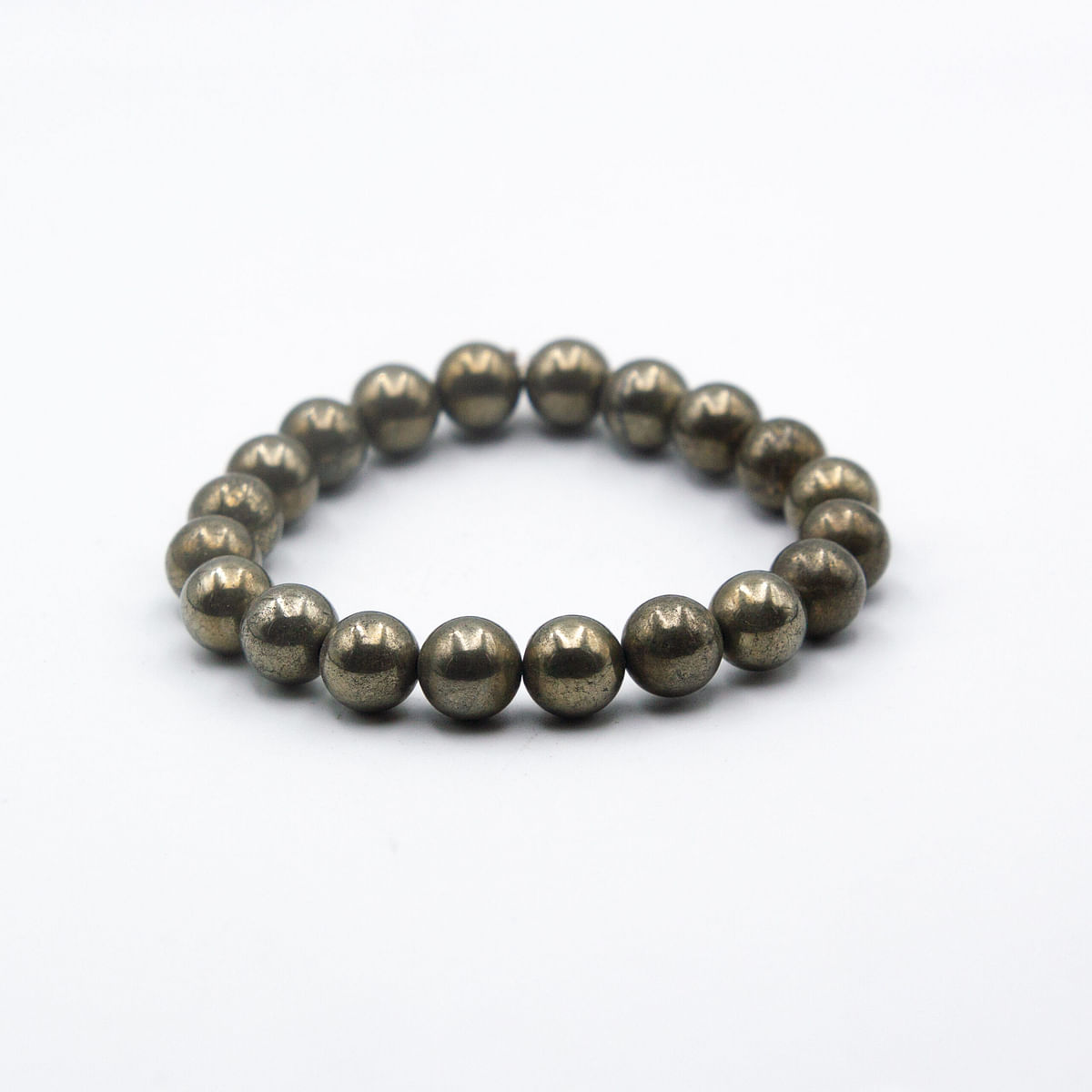 Alpine Crystals Pyrite Natural Stone Bracelet 10mm Beads Elegant and Energizing