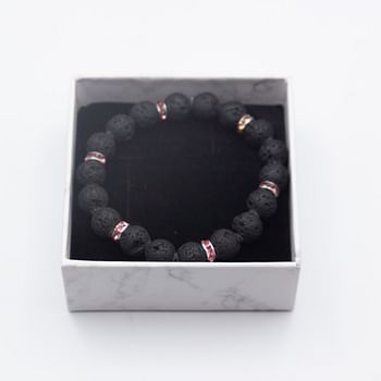 Alpine Crystals Black Lava Crystals Bracelet: Earthy Elegance and Strength 10 mm