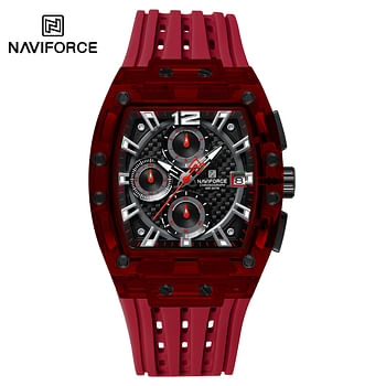 Naviforce NF7105 Sports Transparent Waterproof Quartz Silicone Multifunctional Chronograph Men Watch - Black