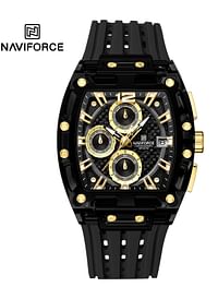 Naviforce NF7105 Sports Transparent Waterproof Quartz Silicone Multifunctional Chronograph Men Watch - Black