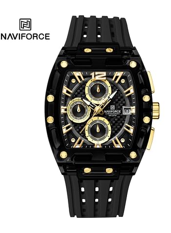 Naviforce NF7105 Sports Transparent Waterproof Quartz Silicone Multifunctional Chronograph Men Watch - Black