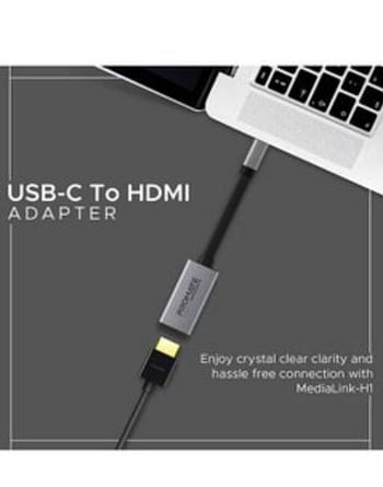 Promate USB C to HDMI Adapter, Ultra-Compact USB Type-C to HDMI Adapter Converter 4k 30hz with High Definition Video for MacBook Pro, Google Chromebook, Samsung Galaxy S10+, Note 8/9, Surface Book 2, MediaLink-H1 - Grey