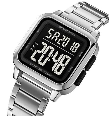 SKMEI 2133 Waterproof Stainless Steel Digital Men's Watch 40 mm - Black