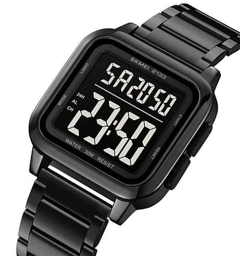 SKMEI 2133 Waterproof Stainless Steel Digital Men's Watch 40 mm- Silver