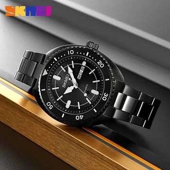 SKMEI 2256 Original Waterproof Exclusive Stainless Steel Formal Men's Watch 44 mm - Black