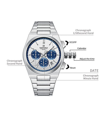 Naviforce NF8048 Classic Stylish Timeless Love Chronograph Stainless Steel Strap Couples Watches - G\G\G