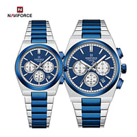 Naviforce NF8048 Classic Stylish Timeless Love Chronograph Stainless Steel Strap Couples Watches - S\BE\BE