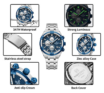 NAVIFORCE NF8042 Multi-function Chronograph Watch Fashion Waterproof Luxury Gift Luminous Men’s Watch - S\W\RG