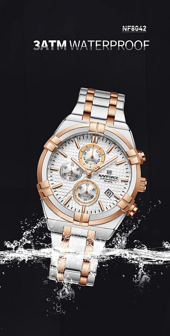 NAVIFORCE NF8042 Multi-function Chronograph Watch Fashion Waterproof Luxury Gift Luminous Men’s Watch - S\W\RG