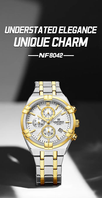 NAVIFORCE NF8042 Multi-function Chronograph Watch Fashion Waterproof Luxury Gift Luminous Men’s Watch - S\W\RG