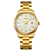 SKMEI 2158 Men Fasion Quartz Watch Business 30M Waterproof Date 37.3mm Watch - Gold, White