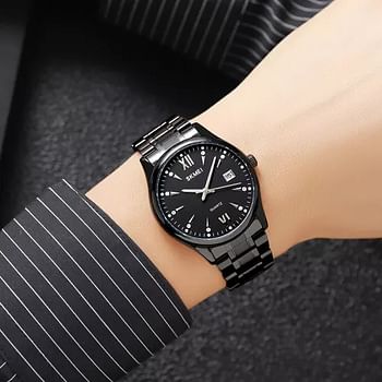 SKMEI 2158 Men Fasion Quartz Watch Business 30M Waterproof Date 37.3mm Watch - Silver