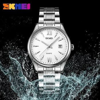 SKMEI 2158 Men Fasion Quartz Watch Business 30M Waterproof Date 37.3mm Watch - Silver