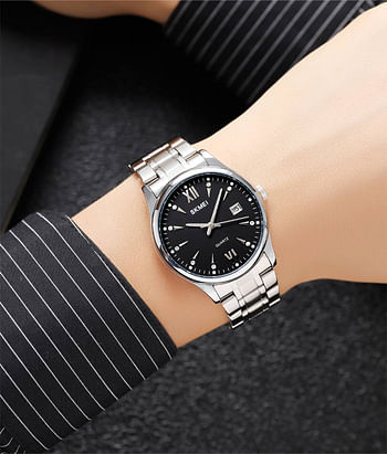 SKMEI 2158 Men Fasion Quartz Watch Business 30M Waterproof Date 37.3mm Watch - Silver