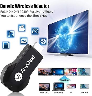 HDMI Display Dongle, Wi-Fi, 4K Wireless HDMI Display Adapter,  1080P Mobile Screen Mirroring Receiver Dongle to TV/Projector Receiver Compatible With Android Mac i-OS Windows