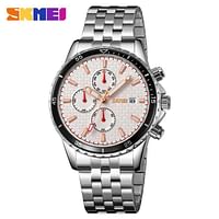 SKMEI 9334 Men's Quartz Watch Date Chronograph Life Waterproof Stainless Steel - Silver