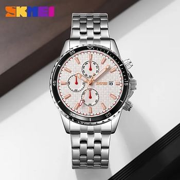 SKMEI 9334 Men's Quartz Watch Date Chronograph Life Waterproof Stainless Steel - Black