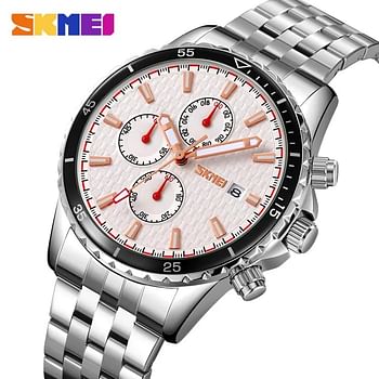 SKMEI 9334 Men's Quartz Watch Date Chronograph Life Waterproof Stainless Steel - Black