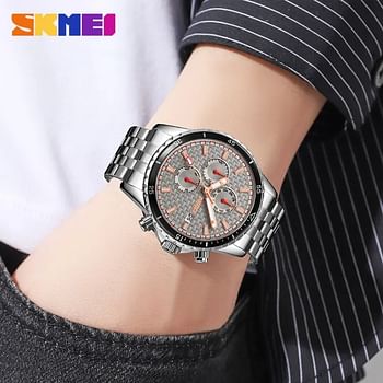 SKMEI 9334 Men's Quartz Watch Date Chronograph Life Waterproof Stainless Steel - Black