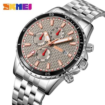 SKMEI 9334 Men's Quartz Watch Date Chronograph Life Waterproof Stainless Steel - Black