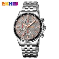 SKMEI 9334 Men's Quartz Watch Date Chronograph Life Waterproof Stainless Steel - Silver Grey