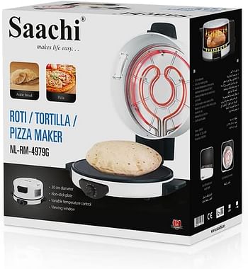 Saachi 30cm Roti tortilla pizza Maker - Nl-rm-4979 - White