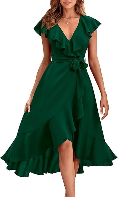 Dark green casual dress online