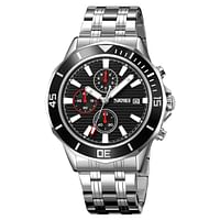 SKMEI 9335 Chronograph Stainless Steel Water Resist 46.5 mm- Silver, Black