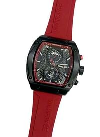 New NAVIFORCE 8059 Men Watch Sport Luxury Chronograph, Wristwatch Silicone Strap Quartz Clock - Red