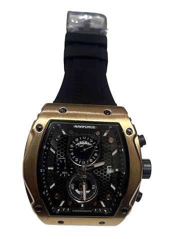 New NAVIFORCE 8059 Men Watch Sport Luxury Chronograph, Wristwatch Silicone Strap Quartz Clock - Black