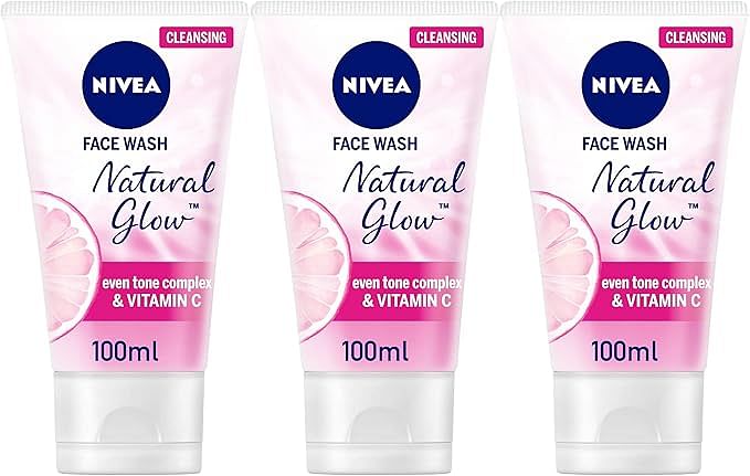 Nivea Face Wash Cleanser Natural Glow Even Skin Tone 3x100ml