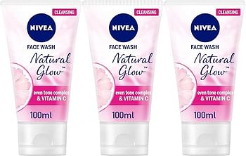 Nivea Face Wash Cleanser Natural Glow Even Skin Tone 3x100ml