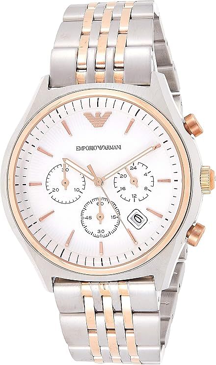 Emporio Armani Men's Ar1998 Dress Two Tone Watch Analog Display 43mm - Silver