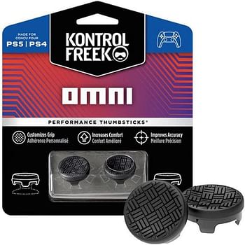 KontrolFreek Omni Black PS5: Advanced Performance Grips for Better Grip, Support & Comfort, Dynamic design for exceptional grip, Low-rise Profile, Wicks away moisture to reduce slip