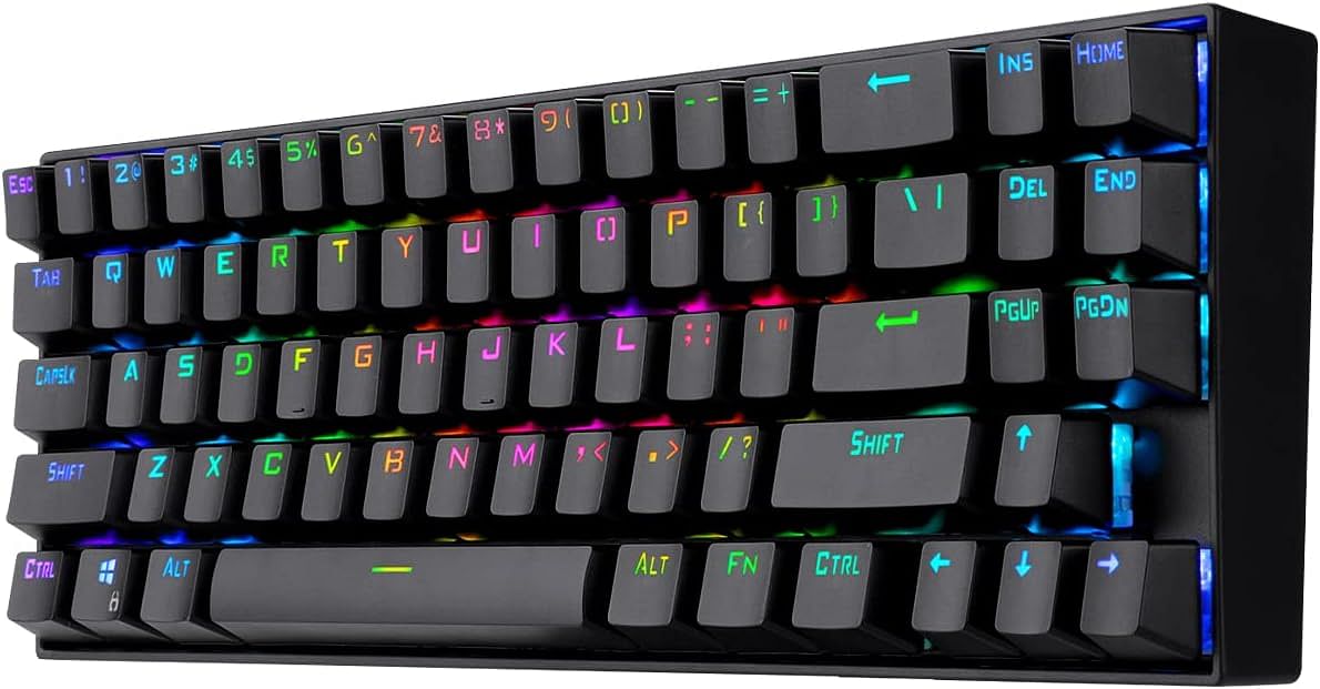 Redragon Wireless Mechanical Gaming 60% Compact 70 Key Tenkeyless RGB Backlit Computer Keyboard with Red Switches for Windows PC Gamers