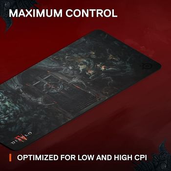 SteelSeries QcK – Gaming Surface – Diablo® IV Edition – XXL Thick Cloth – Sized to Cover Desks – Optimized For Gaming Sensors - (900mm x 400mm x 4mm)