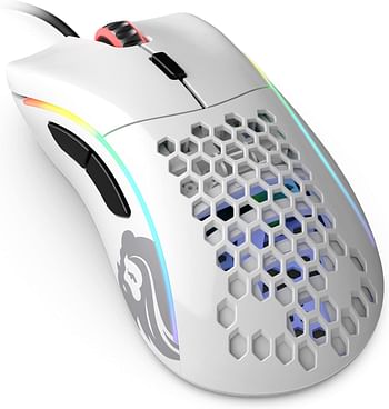 Glorious Gaming Mouse - Glorious Model D Minus Honeycomb Mouse - Superlight RGB PC Mouse - 62 g - Glossy White Wired Mouse