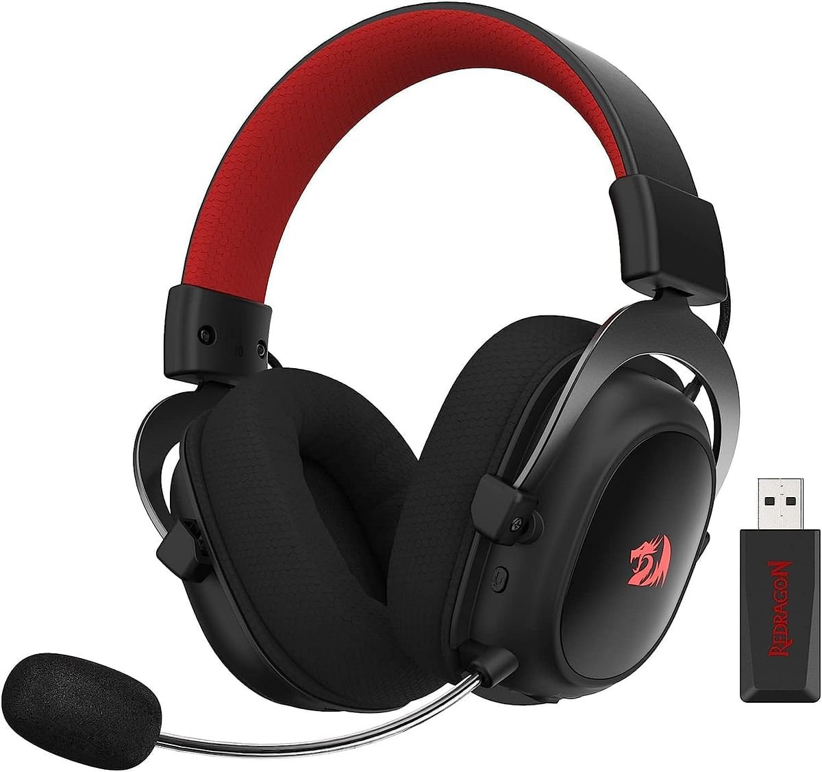 Redragon H510 PRO Zeus-X RGB Wireless Gaming Headset 7.1 Surround Sound 53MM Audio Drivers Memory Foam Ear Pads with Durable Fabric Cover Multi-Platform Headphone USB Powered for PC/PS4/NS