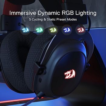 Redragon H510 PRO Zeus-X RGB Wireless Gaming Headset 7.1 Surround Sound 53MM Audio Drivers Memory Foam Ear Pads with Durable Fabric Cover Multi-Platform Headphone USB Powered for PC/PS4/NS