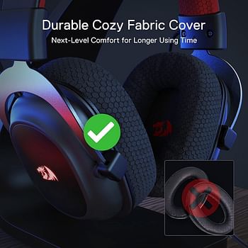 Redragon H510 PRO Zeus-X RGB Wireless Gaming Headset 7.1 Surround Sound 53MM Audio Drivers Memory Foam Ear Pads with Durable Fabric Cover Multi-Platform Headphone USB Powered for PC/PS4/NS