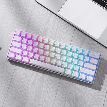 Redragon K530 Pro Draconic 60% Wireless RGB Mechanical Keyboard, Bluetooth, 3-Mode, 61 Keys Compact Gaming Keyboard w/100% Hot-Swap Socket, Free-Mod Plate Mounted PCB & Red Switch - White