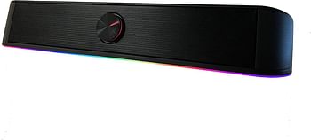 Twisted Minds RGB 2.0 Desktop Soundbar, 2.0 Channel Computer Speaker with Dynamic Lighting Bar Audio-Light Sync/Display, Touch-Control Backlit with Volume Knob, USB Powered w/ 3.5mm Cable