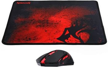 Redragon Wireless Gaming Mouse PLUS Large Gaming Mouse Pad Combo for PC Gamer, RED LED Backlit Cordless 2400 DPI Gaming Mouse and Mouse Pad, Redragon M601WL-BA Gaming Essential Combo