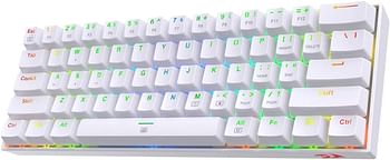 Redragon K630 Dragonborn 60% Wired RGB Gaming Keyboard, 61 Keys Compact Mechanical Keyboard with Tactile Red Switch, Pro Driver Support - White