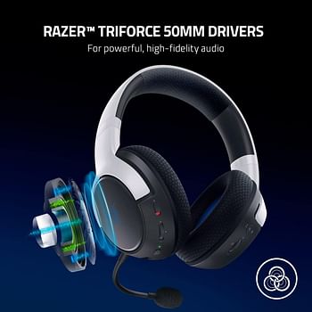 Razer Kaira X for Playstation - Wired Headset for Playstation 5 (TriFroce 50 mm Drivers, HyperClear Cardioid Mic, Flowknit Memory Foam Ear Cushions, Mic Mute Button, Volume Slider) Black-White