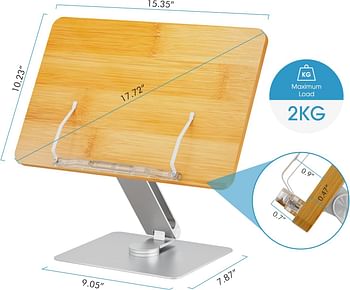 UPERGO Tomtoc AP-2DW Angle Adjustable Reading Book Stand, Bookrest Holder for Textbook - Silver