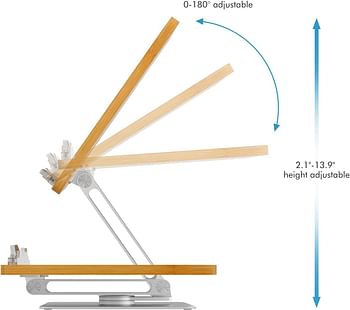 UPERGO Tomtoc AP-2DW Angle Adjustable Reading Book Stand, Bookrest Holder for Textbook - Silver