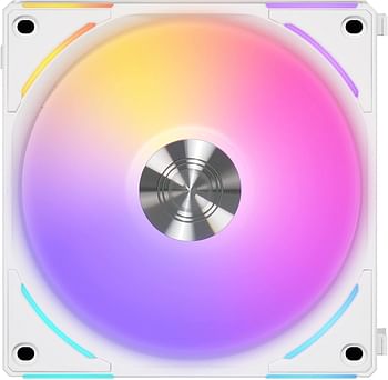 Lian Li UNI Fan AL140 V2 140mm White Single Pack Without Controller (only Compatible with UNI Fan AL V2) - High Performance, Quiet, Daisy-Chainable PWM Case Fan with Addressable RGB Lighting