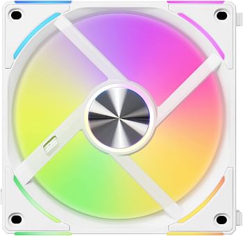 Lian Li UNI Fan AL140 V2 140mm White Single Pack Without Controller (only Compatible with UNI Fan AL V2) - High Performance, Quiet, Daisy-Chainable PWM Case Fan with Addressable RGB Lighting