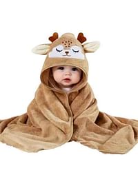 We Happy Hooded Baby Bath Towels, Cute Soft Cartoon Animal Design for Toddler Newborns Infants Perfect Baby Shower Gift - Brown